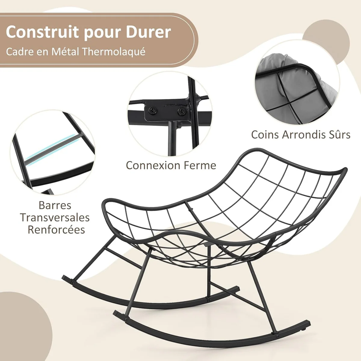 Scaun Balansoar Premium cu Pernă „Cloud Comfort” – Design Ergonomic și Confort Superior, imagine 7